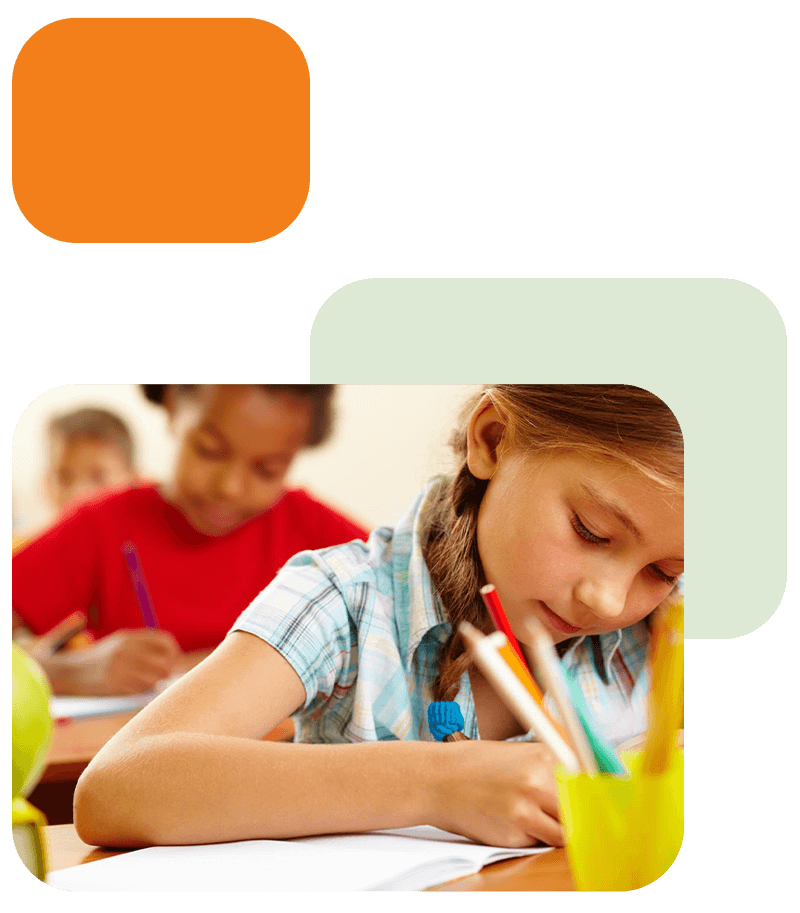 Illustration d'une petite fille en classe d'école