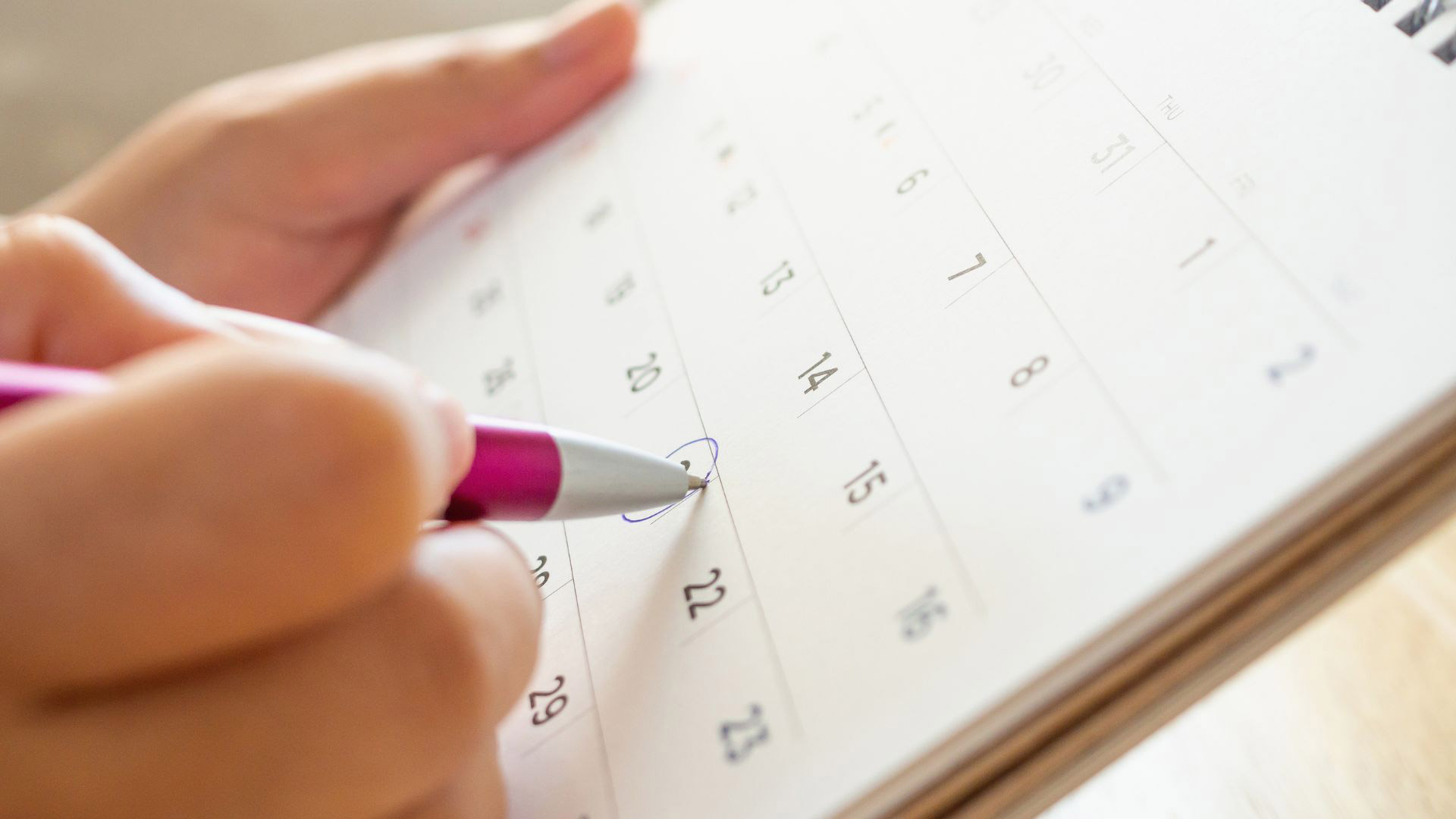 Calendrier avec date mise en avant